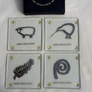 New Zealand Glass Coasters Set - Silver. Vitrame